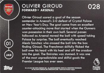 2016-17 Topps Now Premier League #028 Olivier Giroud Back