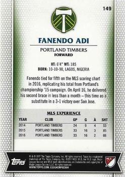 2017 Topps MLS #149 Fanendo Adi Back