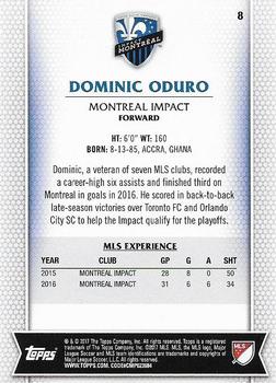 2017 Topps MLS #8 Dominic Oduro Back