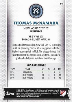 2017 Topps MLS #29 Thomas McNamara Back