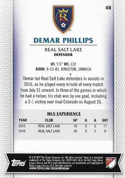 2017 Topps MLS #48 Demar Phillips Back