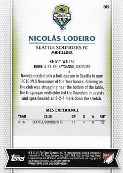 2017 Topps MLS #56 Nicolas Lodeiro Back