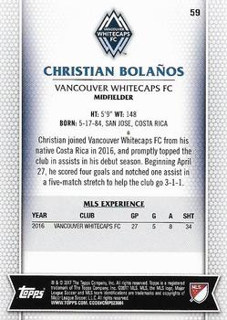 2017 Topps MLS #59 Christian Bolaños Back