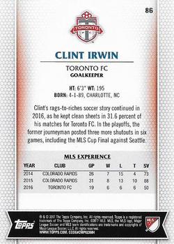 2017 Topps MLS #86 Clint Irwin Back