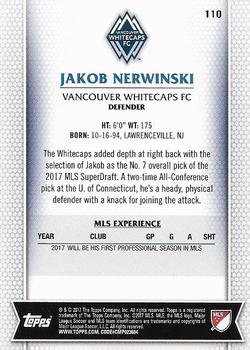 2017 Topps MLS #110 Jakob Nerwinski Back