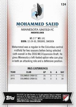 2017 Topps MLS #124 Mohammed Saeid Back