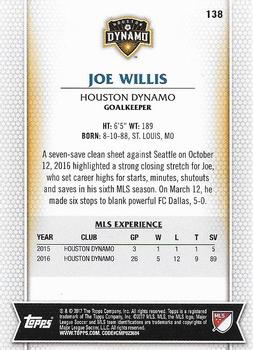 2017 Topps MLS #138 Joe Willis Back
