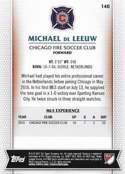 2017 Topps MLS #140 Michael de Leeuw Back