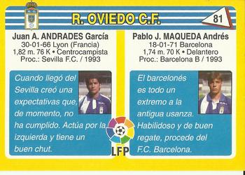 1995 Mundicromo Sport Futbol Total #81 Maqueda / Andrades Back