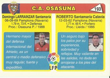 1995 Mundicromo Sport Futbol Total #193 Roberto / Larrainzar Back