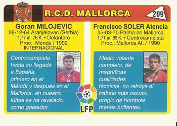 1995 Mundicromo Sport Futbol Total #209 Soler / Milojevic Back