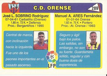 1995 Mundicromo Sport Futbol Total #289 Ares / Sobrino Back