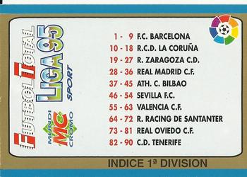 1995 Mundicromo Sport Futbol Total #NNO Indice 1a Division Front