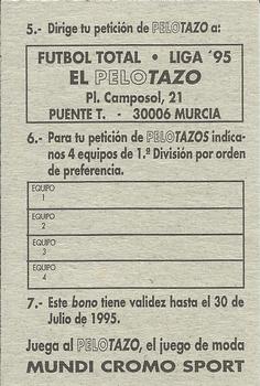 1995 Mundicromo Sport Futbol Total #NNO Pelotazo Back