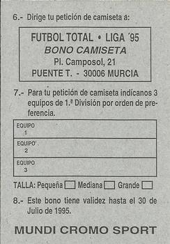 1995 Mundicromo Sport Futbol Total #NNO Bono - Camiseta Back