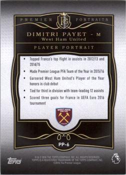 2016 Topps Premier Gold - Premier Portraits #PP-6 Dimitri Payet Back
