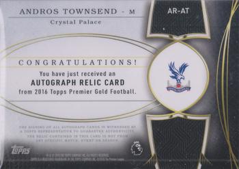 2016 Topps Premier Gold - Autograph Relics #AR-AT Andros Townsend Back