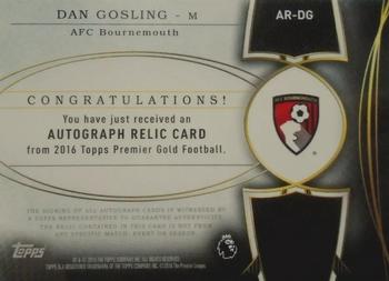 2016 Topps Premier Gold - Autograph Relics #AR-DG Dan Gosling Back