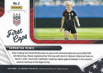 2016 Panini U.S. National Team - First Caps #2 Samantha Mewis Back