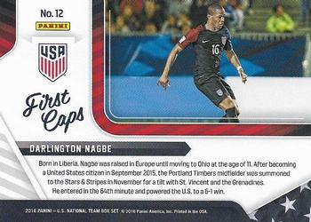 2016 Panini U.S. National Team - First Caps #12 Darlington Nagbe Back