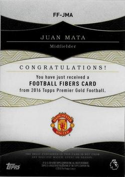 2016 Topps Premier Gold - Football Fibers Relics Black #FF-JMA Juan Mata Back