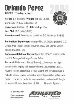 2004 Chicago Fire #NNO Orlando Perez Back