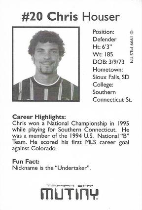 1999 Snickers Tampa Bay Mutiny #NNO Chris Houser Back