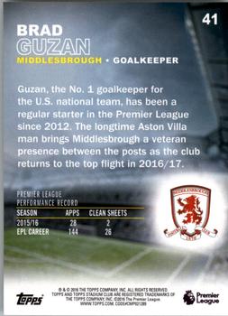 2016 Stadium Club Premier League - Gold Foil #41 Brad Guzan Back