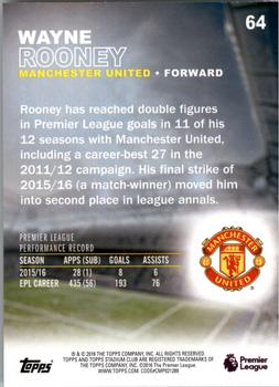 2016 Stadium Club Premier League - Gold Foil #64 Wayne Rooney Back