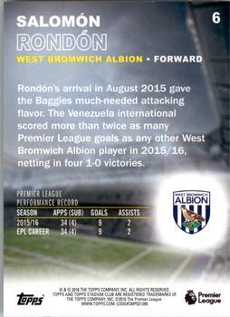 2016 Stadium Club Premier League - Members Only #6 Salomon Rondon Back