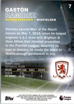 2016 Stadium Club Premier League - Members Only #7 Gaston Ramirez Back