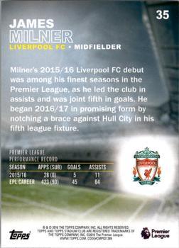 2016 Stadium Club Premier League - Members Only #35 James Milner Back