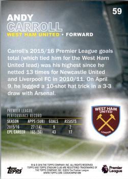 2016 Stadium Club Premier League - Premier League Logo #59 Andy Carroll Back
