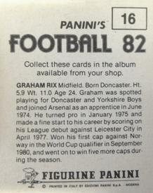 1981-82 Panini Football 82 (UK) #16 Graham Rix Back