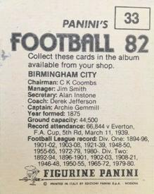 1981-82 Panini Football 82 (UK) #33 Club Badge Back