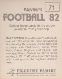 1981-82 Panini Football 82 (UK) #71 Dave Sexton Back
