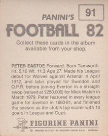 1981-82 Panini Football 82 (UK) #91 Peter Eastoe Back