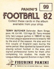 1981-82 Panini Football 82 (UK) #99 Terry Butcher Back