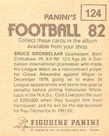 1981-82 Panini Football 82 (UK) #124 Bruce Grobbelaar Back