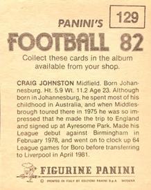1981-82 Panini Football 82 (UK) #129 Craig Johnston Back