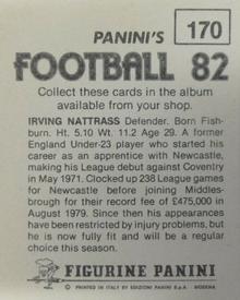 1981-82 Panini Football 82 (UK) #170 Irving Nattrass Back