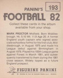 1981-82 Panini Football 82 (UK) #193 Mark Proctor Back