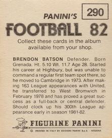1981-82 Panini Football 82 (UK) #290 Brendon Batson Back