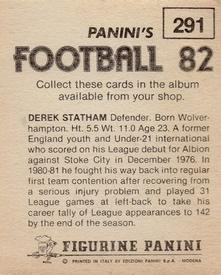 1981-82 Panini Football 82 (UK) #291 Derek Statham Back