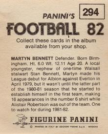 1981-82 Panini Football 82 (UK) #294 Martyn Bennett Back