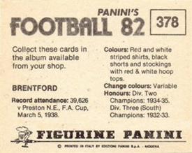 1981-82 Panini Football 82 (UK) #378 Team Group Back