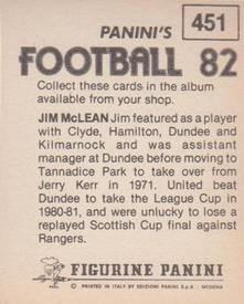 1981-82 Panini Football 82 (UK) #451 Jim McLean Back