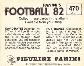 1981-82 Panini Football 82 (UK) #470 Roy Baines / David Hayes Back