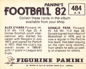 1981-82 Panini Football 82 (UK) #484 Donald Park / Alex O'Hara Back