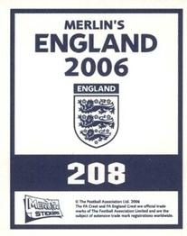 2006 Merlin England #208 Rio Ferdinand Back